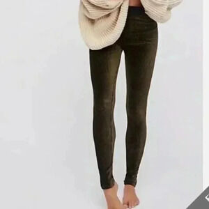 Free People Here We Go Striped Velvet Legging Womens Small Bohemian Witchy Soft